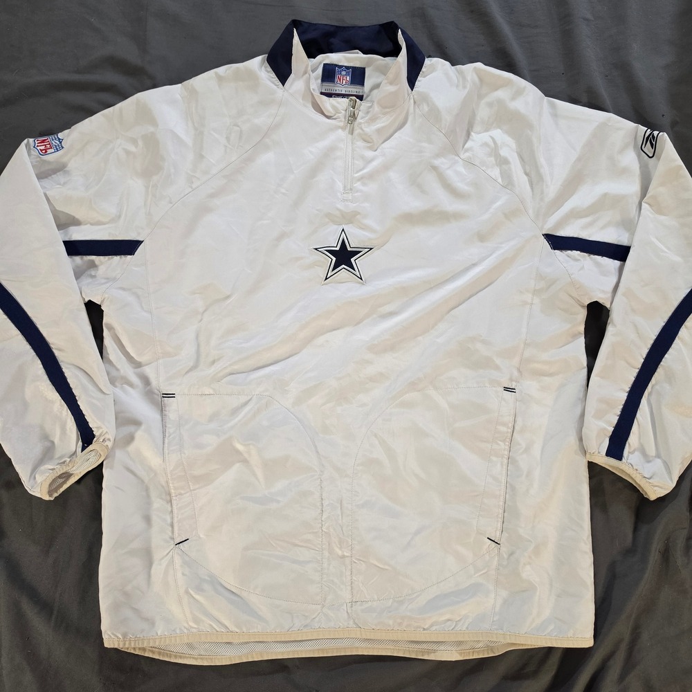 VTG Dallas Cowboys Reebok Quarter Zip Windbreaker Jacket Authentic Sideline XL